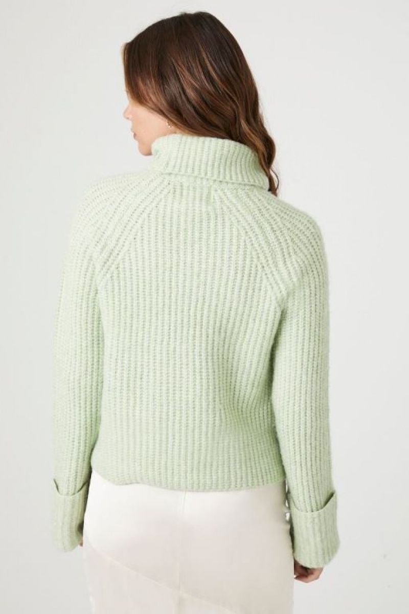 Suéteres Forever 21 Acanalado Turtleneck Mujer Verde | X5nYPs8sMIK