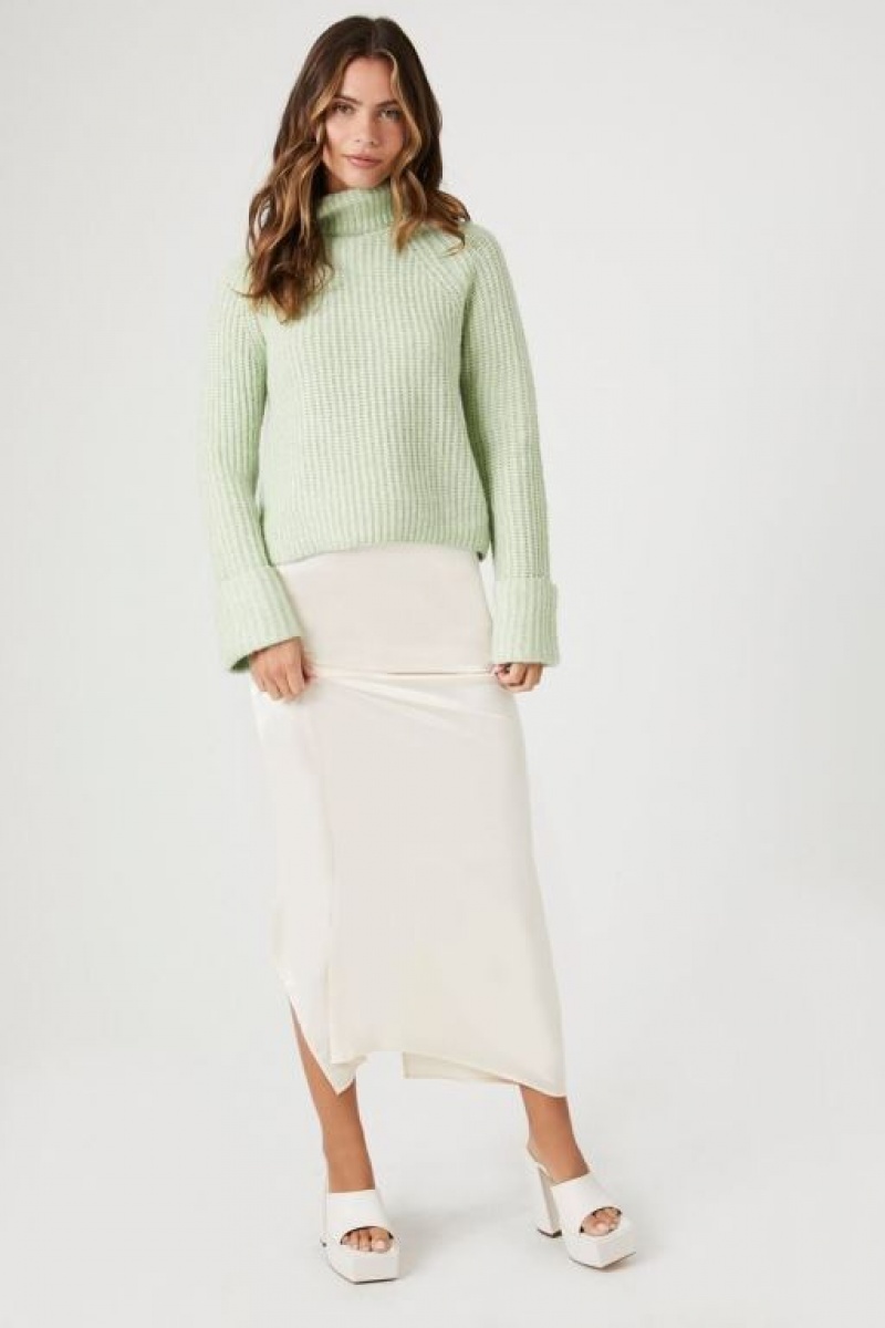 Suéteres Forever 21 Acanalado Turtleneck Mujer Verde | X5nYPs8sMIK