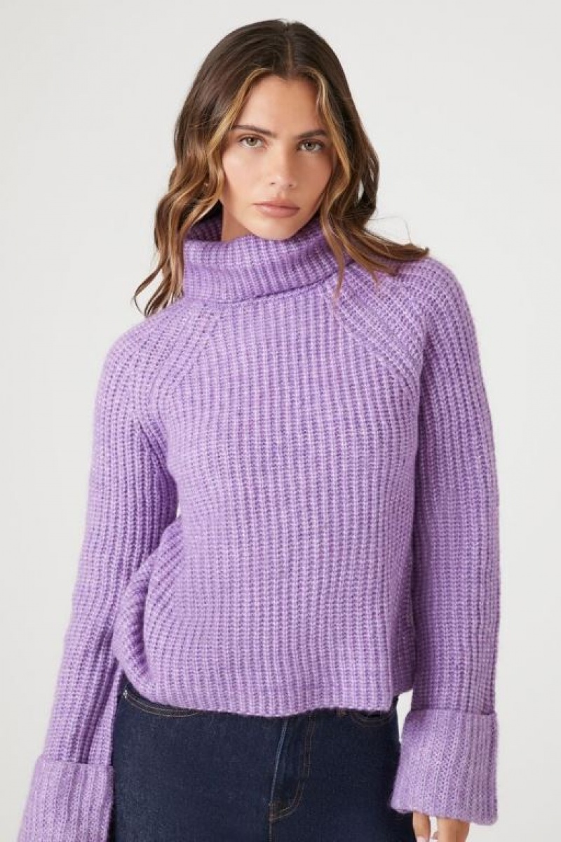 Suéteres Forever 21 Acanalado Turtleneck Mujer Moradas | 26MGxNZgDSl