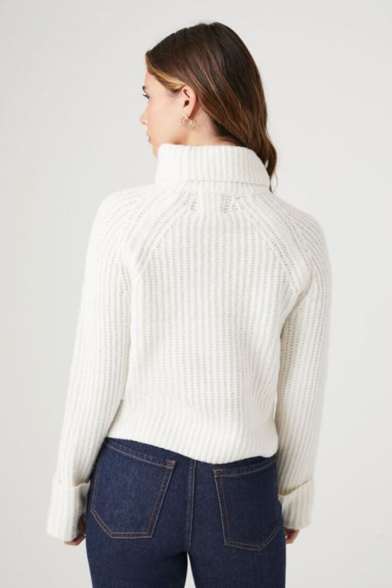 Suéteres Forever 21 Acanalado Turtleneck Mujer Creme | vcs3fhER4hz