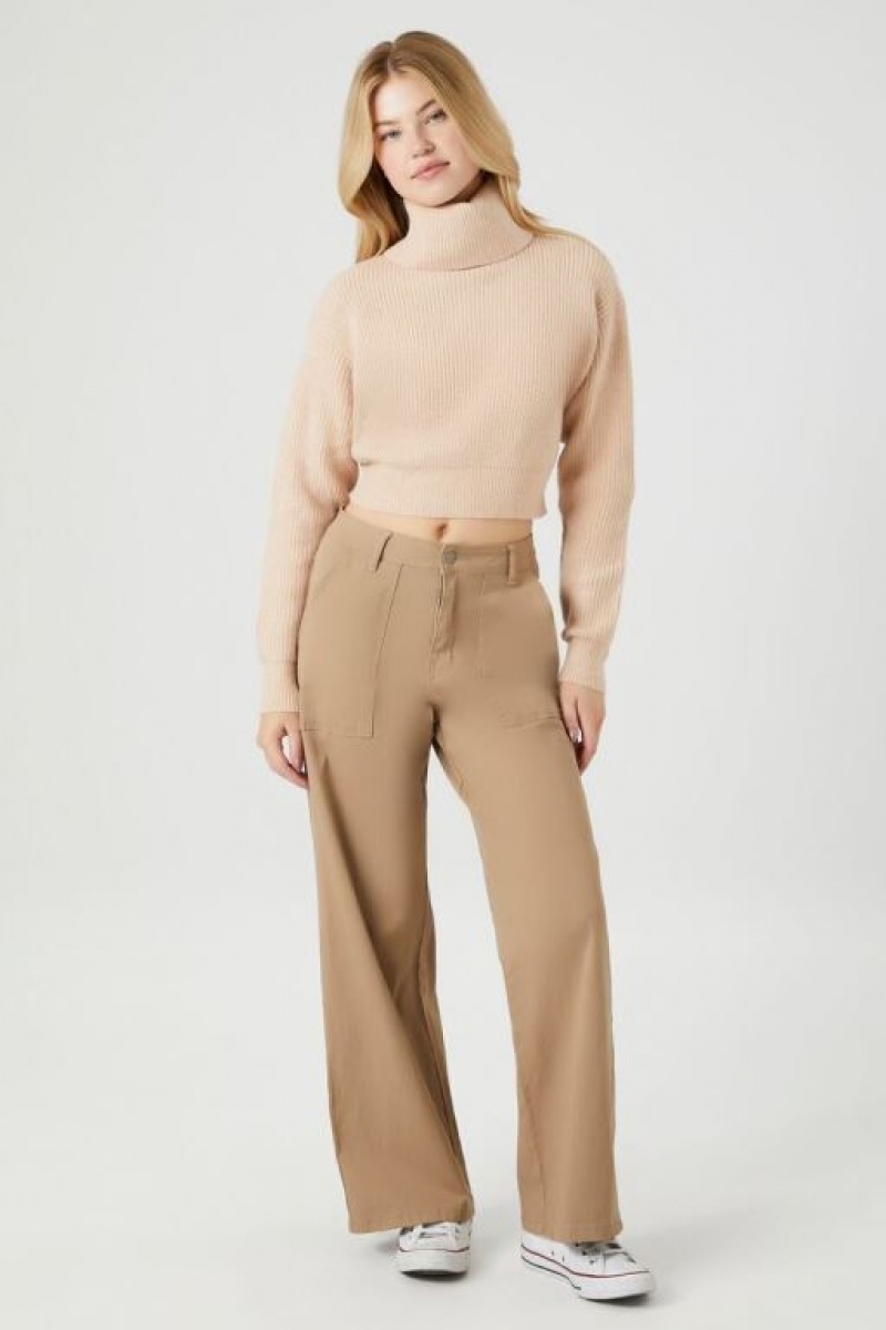 Suéteres Forever 21 Acanalado Turtleneck Mujer Marrones | K8gUFl5MNMa