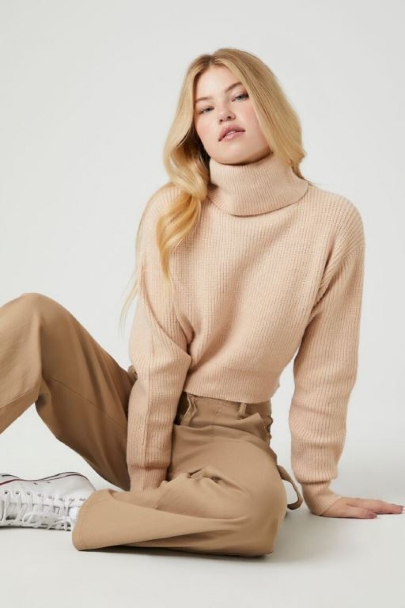 Suéteres Forever 21 Acanalado Turtleneck Mujer Marrones | K8gUFl5MNMa