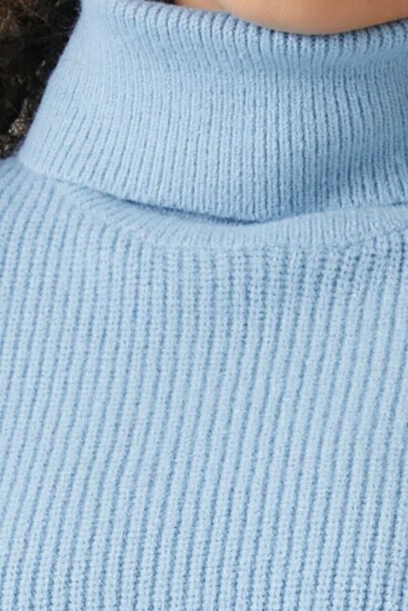 Suéteres Forever 21 Acanalado Turtleneck Mujer Azules | GVG7rWbMsAS