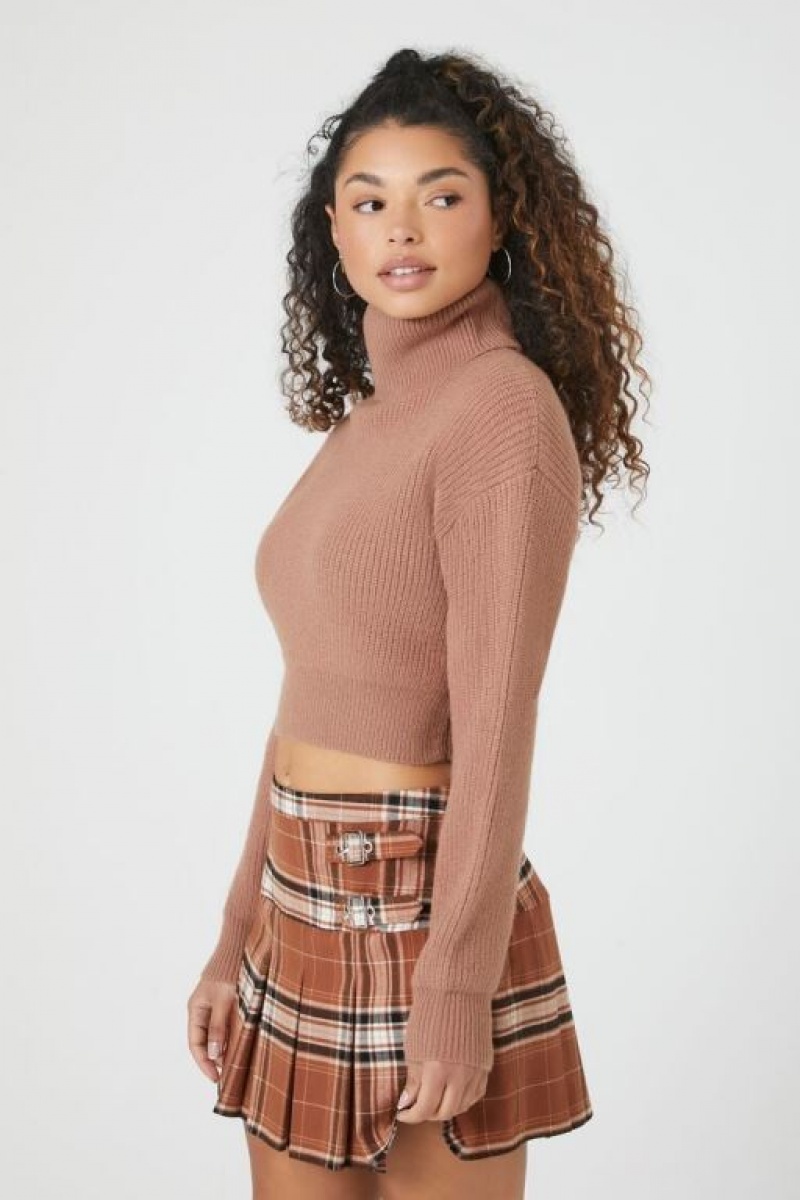 Suéteres Forever 21 Acanalado Turtleneck Mujer Praline | Y3tVzmlN9IT