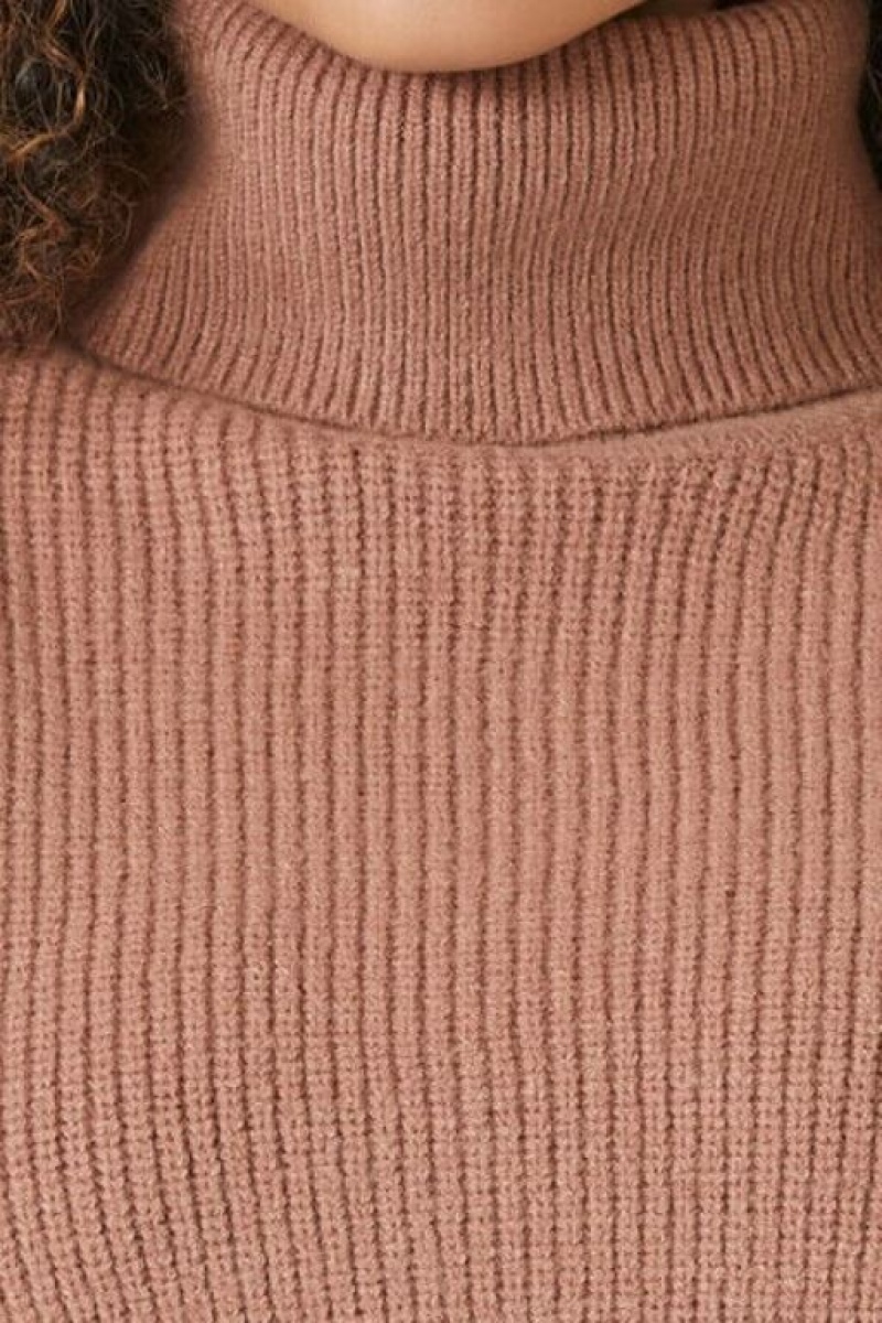 Suéteres Forever 21 Acanalado Turtleneck Mujer Praline | Y3tVzmlN9IT