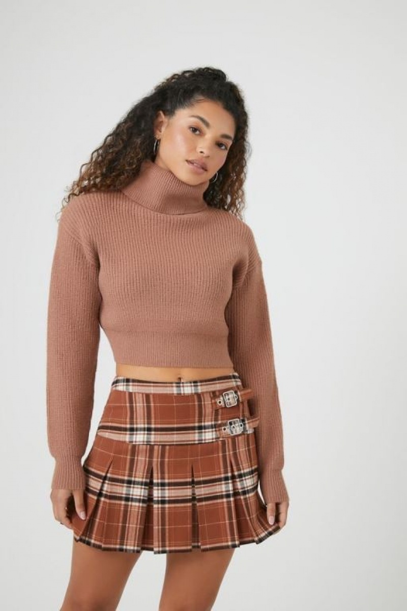 Suéteres Forever 21 Acanalado Turtleneck Mujer Praline | Y3tVzmlN9IT