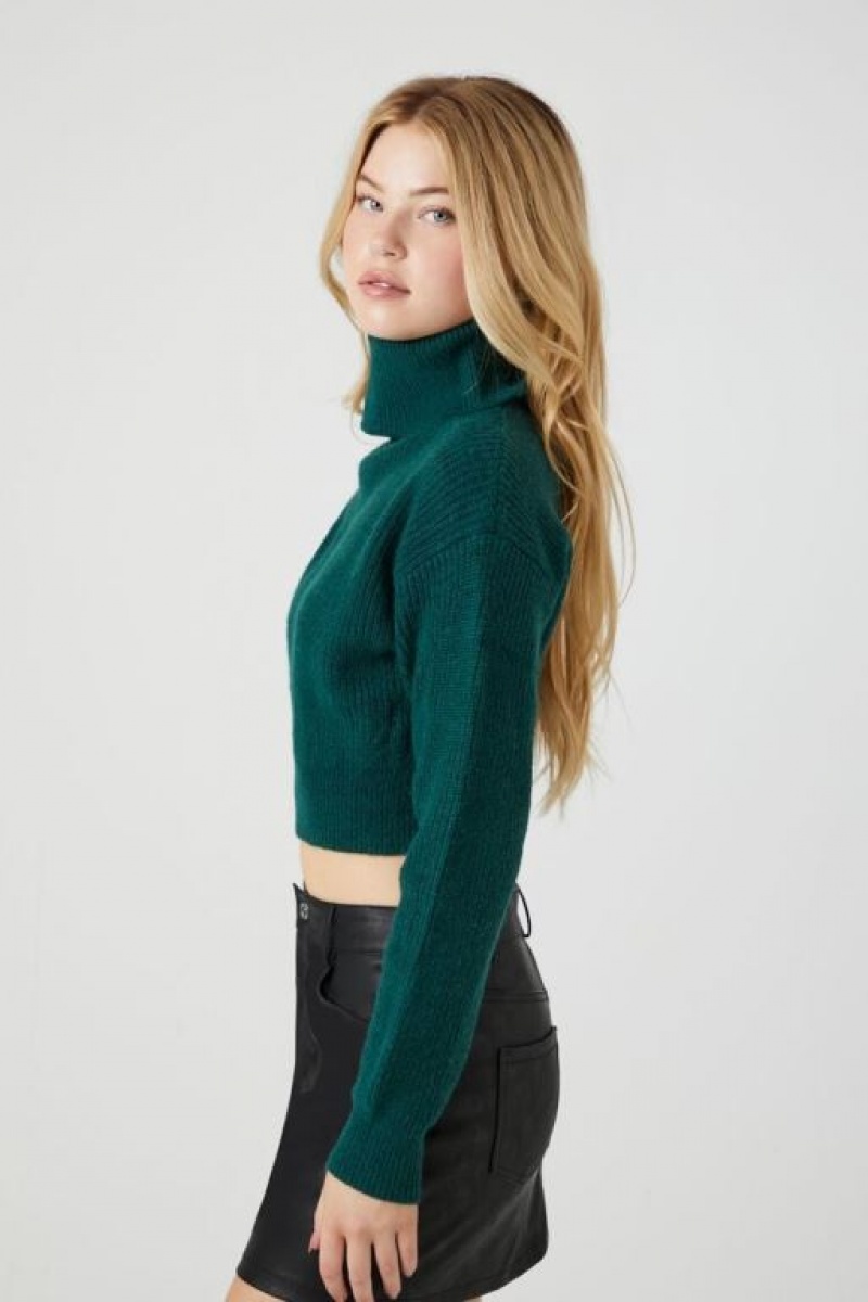 Suéteres Forever 21 Acanalado Turtleneck Mujer Turquesa | VEMl4ZvCY8s