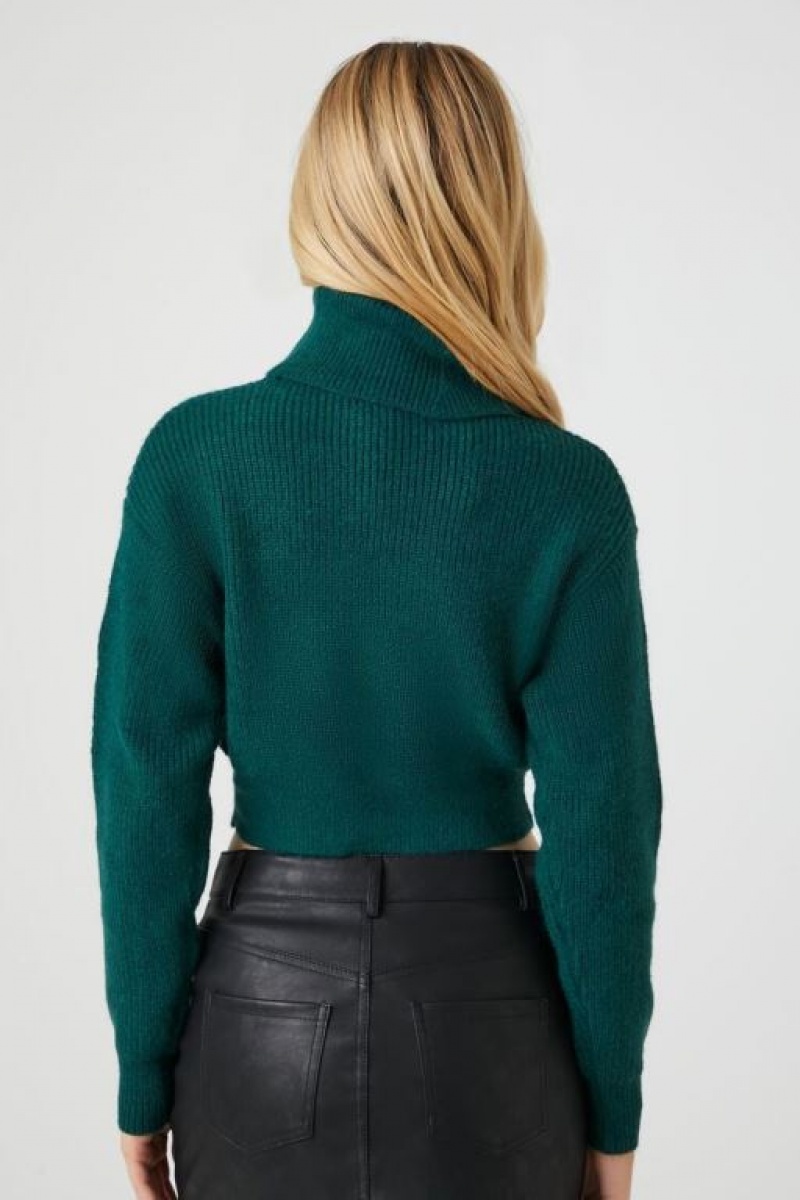 Suéteres Forever 21 Acanalado Turtleneck Mujer Turquesa | VEMl4ZvCY8s