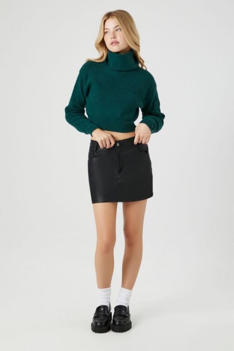 Suéteres Forever 21 Acanalado Turtleneck Mujer Turquesa | VEMl4ZvCY8s