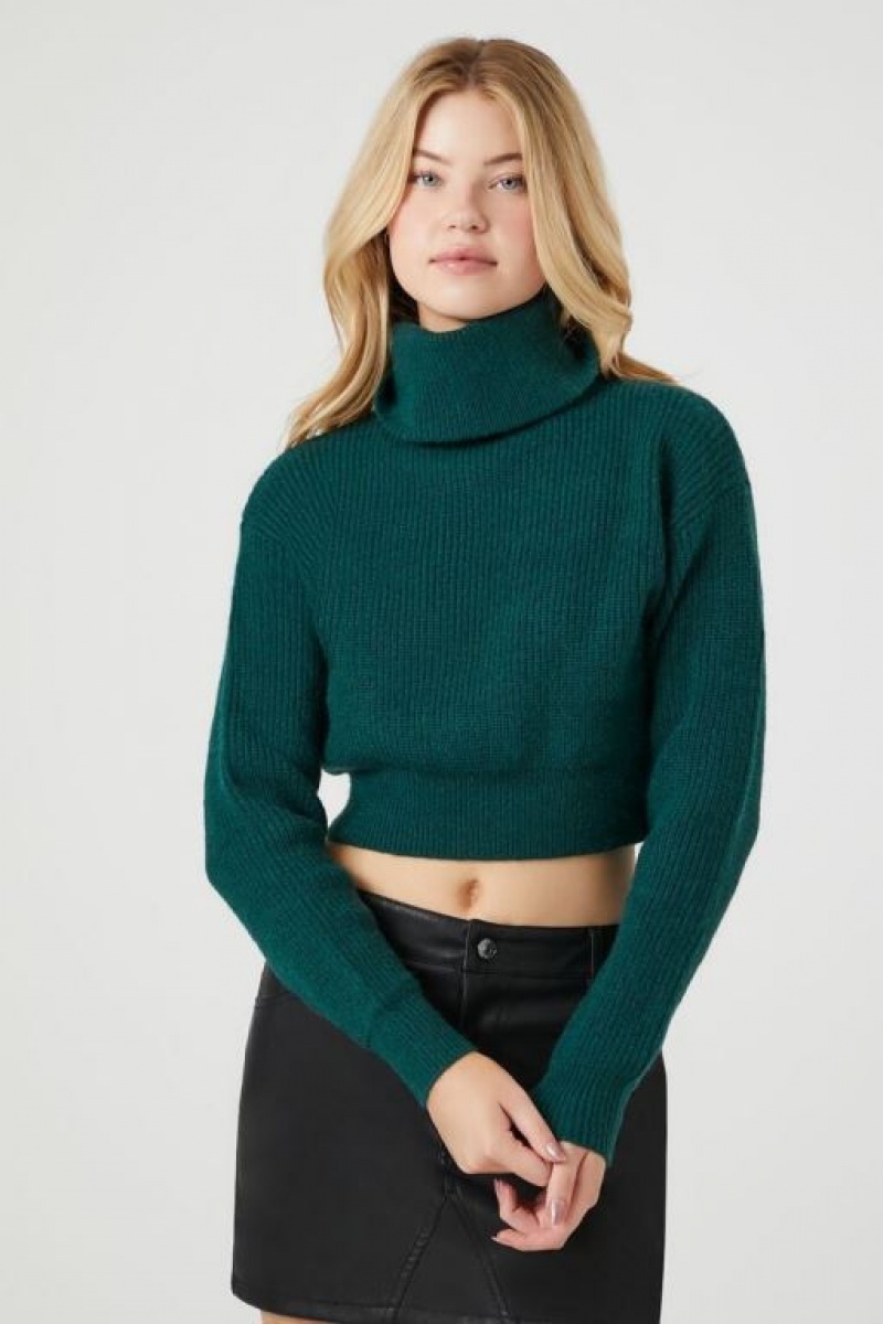 Suéteres Forever 21 Acanalado Turtleneck Mujer Turquesa | VEMl4ZvCY8s