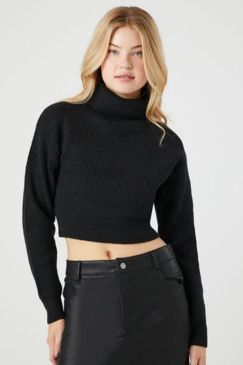 Suéteres Forever 21 Acanalado Turtleneck Mujer Negras | kIiRnjhbOVQ