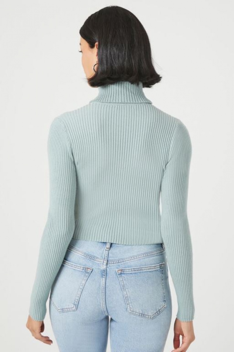 Suéteres Forever 21 Acanalado Turtleneck Mujer Azules | eTTxhuhVkB7