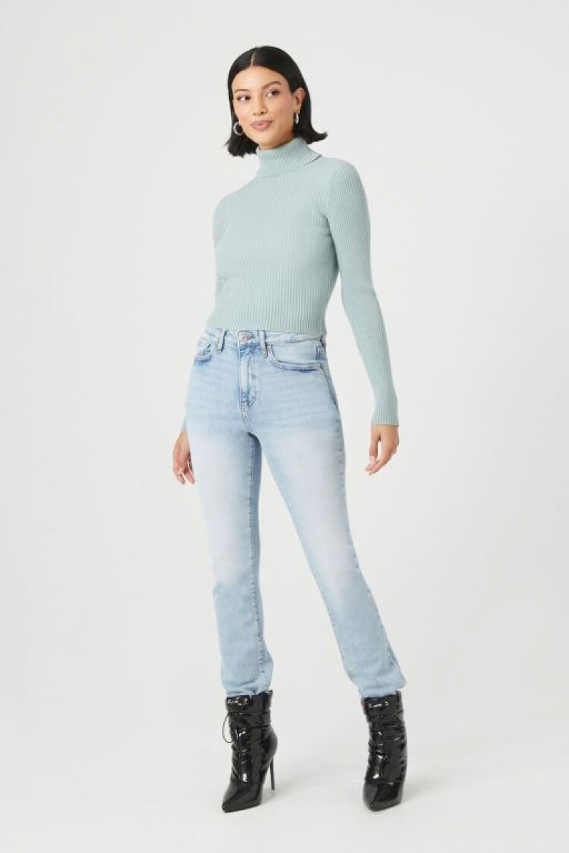 Suéteres Forever 21 Acanalado Turtleneck Mujer Azules | eTTxhuhVkB7