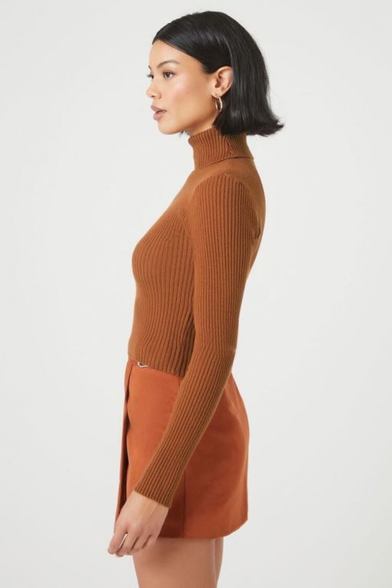 Suéteres Forever 21 Acanalado Turtleneck Mujer Marrones | fKE1N4AQ167