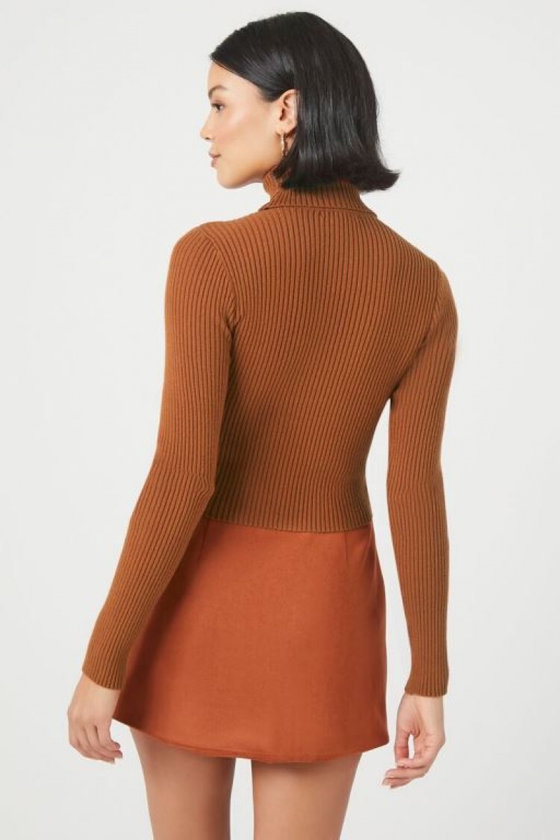 Suéteres Forever 21 Acanalado Turtleneck Mujer Marrones | fKE1N4AQ167