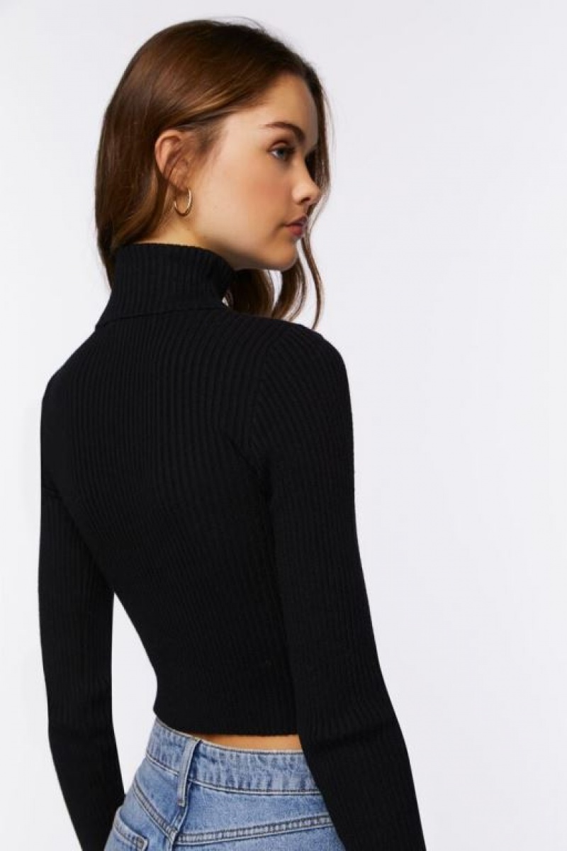 Suéteres Forever 21 Acanalado Turtleneck Mujer Negras | ifCofgPVQY0