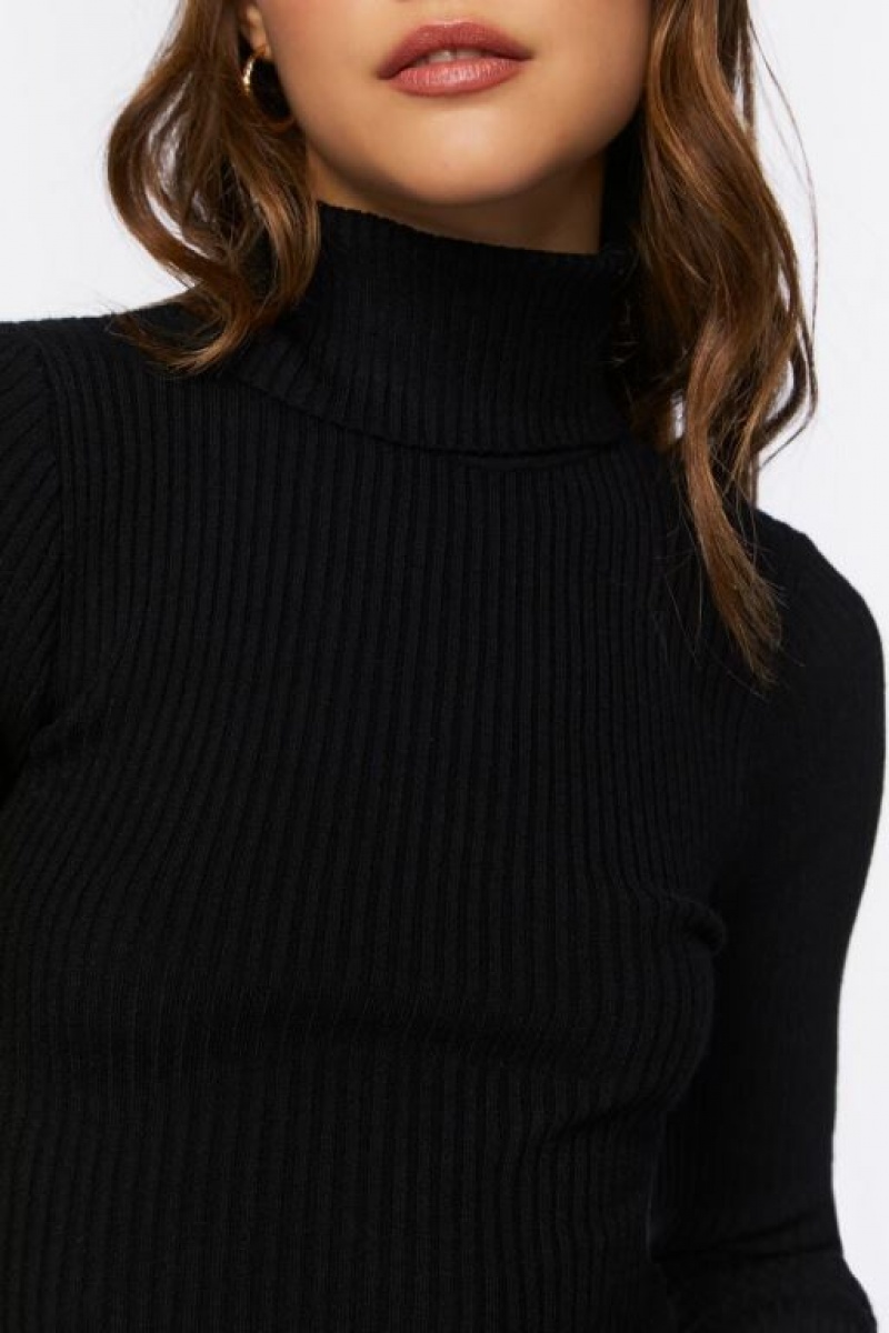 Suéteres Forever 21 Acanalado Turtleneck Mujer Negras | ifCofgPVQY0