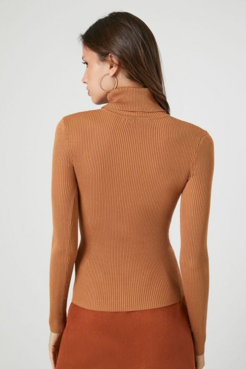 Suéteres Forever 21 Acanalado Turtleneck Knit Mujer Cappuccino | 3bQnVMOPFpV