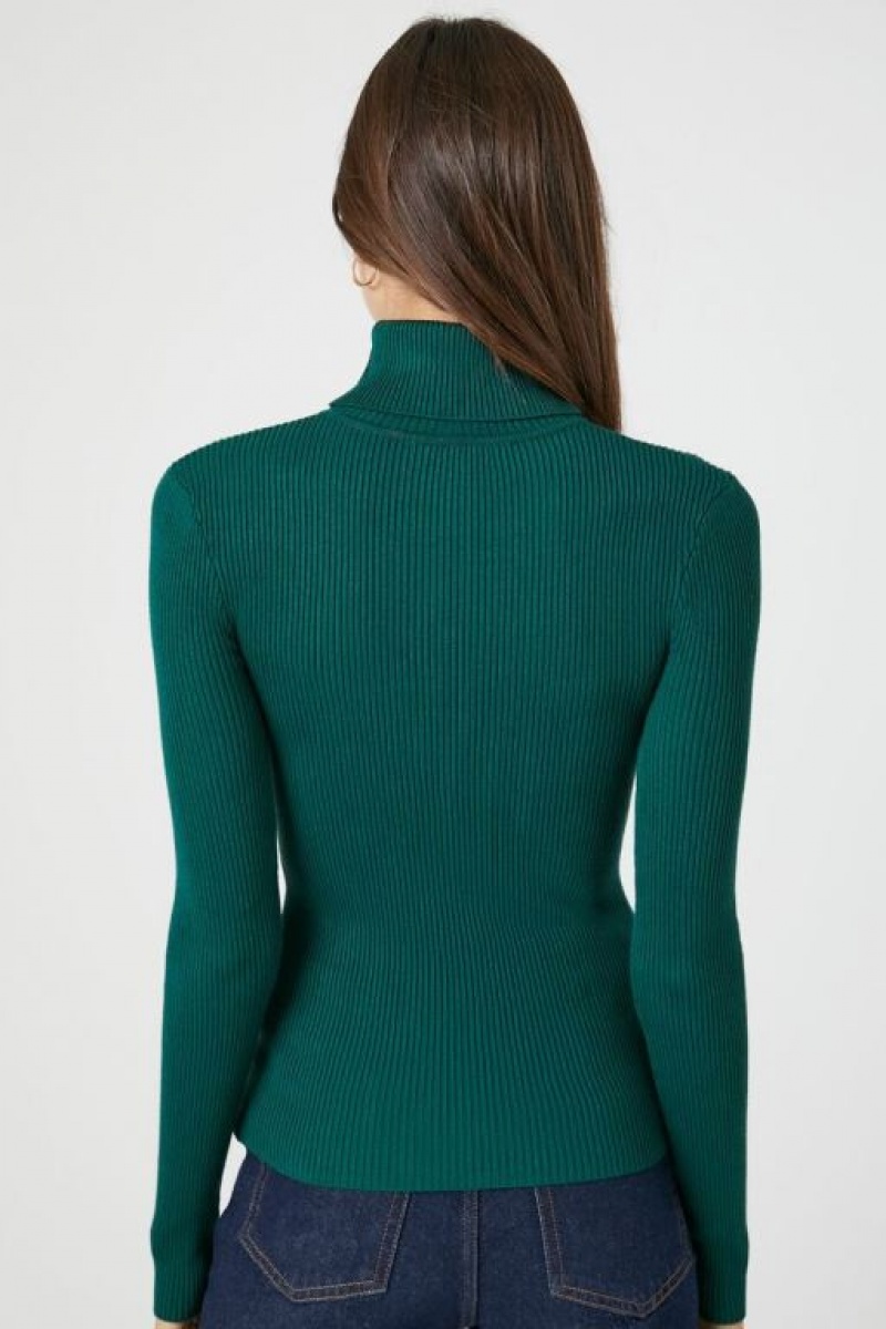 Suéteres Forever 21 Acanalado Turtleneck Knit Mujer Turquesa | Ex8tOPnmdGu