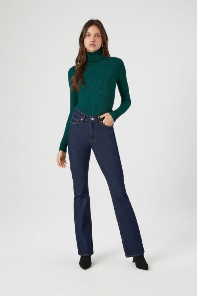 Suéteres Forever 21 Acanalado Turtleneck Knit Mujer Turquesa | Ex8tOPnmdGu