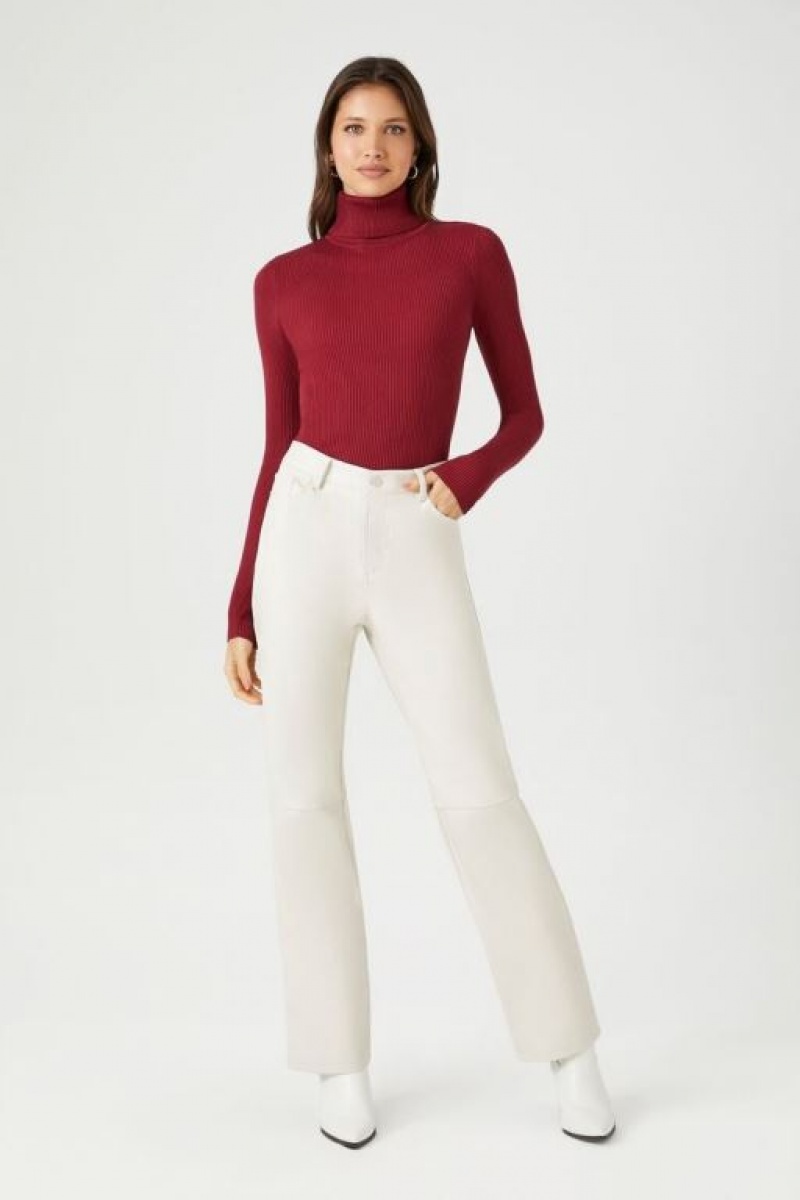 Suéteres Forever 21 Acanalado Turtleneck Knit Mujer Burdeos | fHhh8iAk7Gh