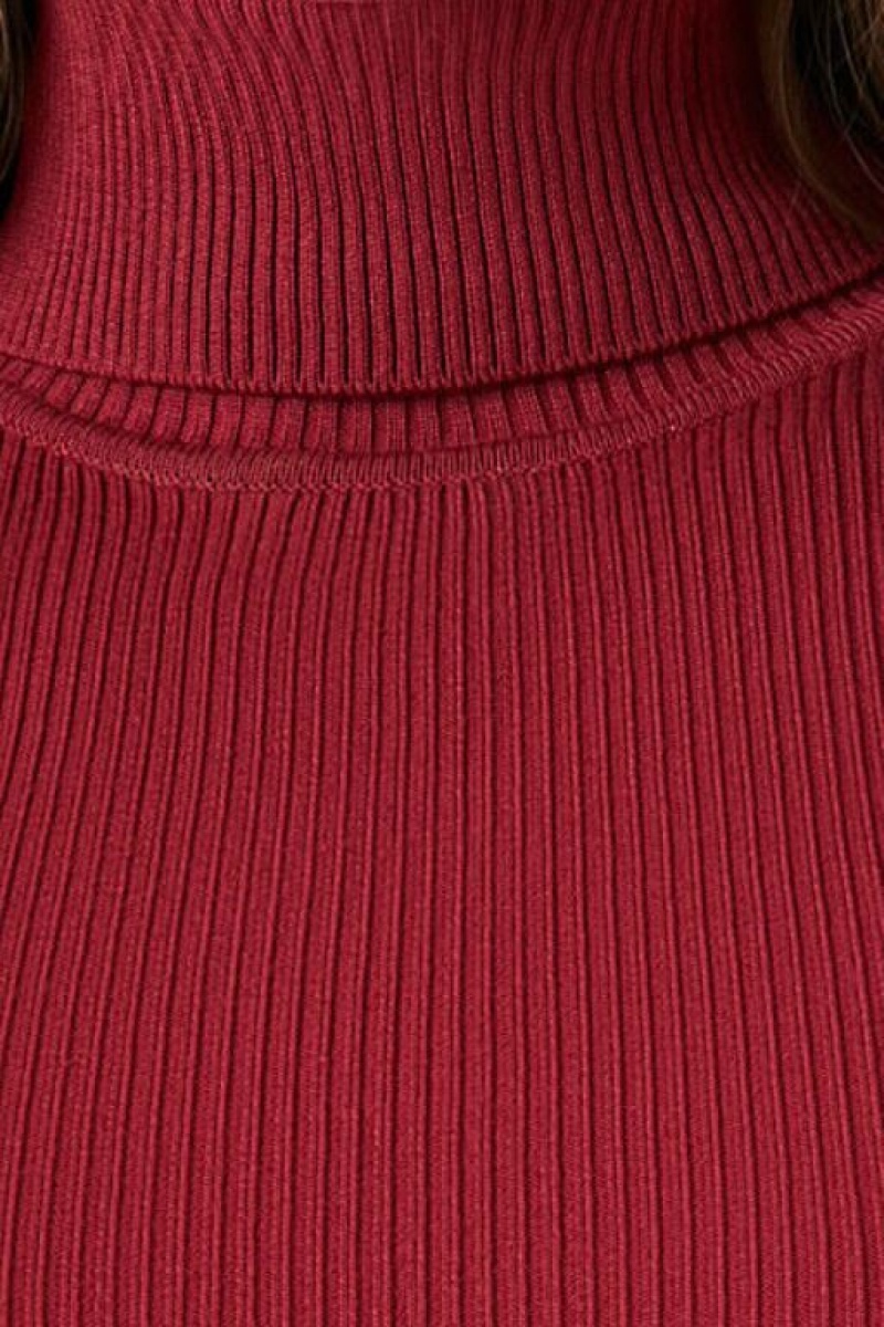 Suéteres Forever 21 Acanalado Turtleneck Knit Mujer Burdeos | fHhh8iAk7Gh