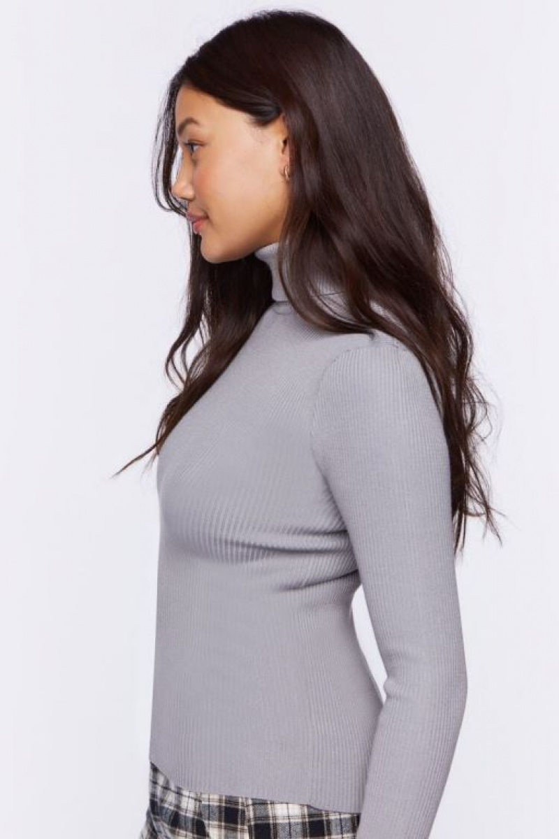 Suéteres Forever 21 Acanalado Turtleneck Knit Mujer Gris | dDDUnqZdn7I