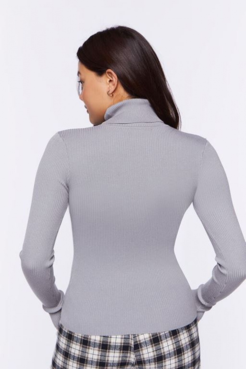 Suéteres Forever 21 Acanalado Turtleneck Knit Mujer Gris | dDDUnqZdn7I