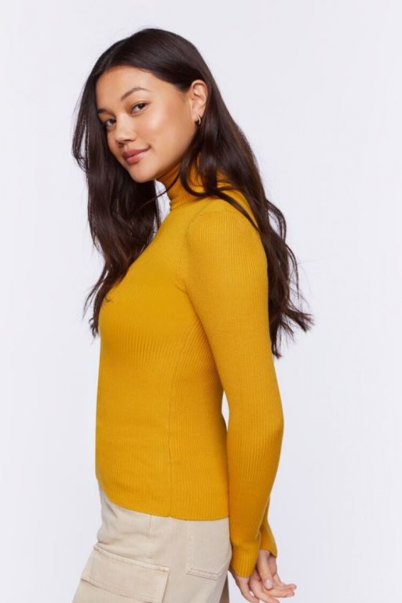 Suéteres Forever 21 Acanalado Turtleneck Knit Mujer Amber | UoSnfolLm8u