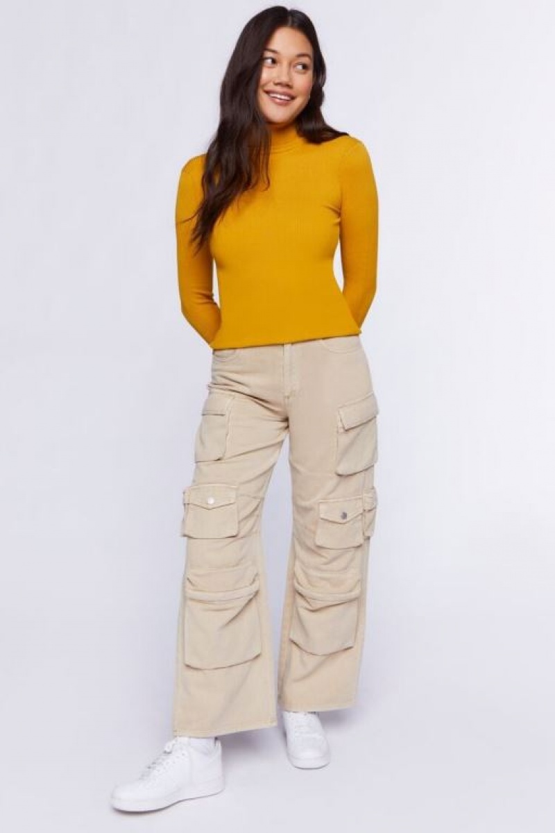 Suéteres Forever 21 Acanalado Turtleneck Knit Mujer Amber | UoSnfolLm8u