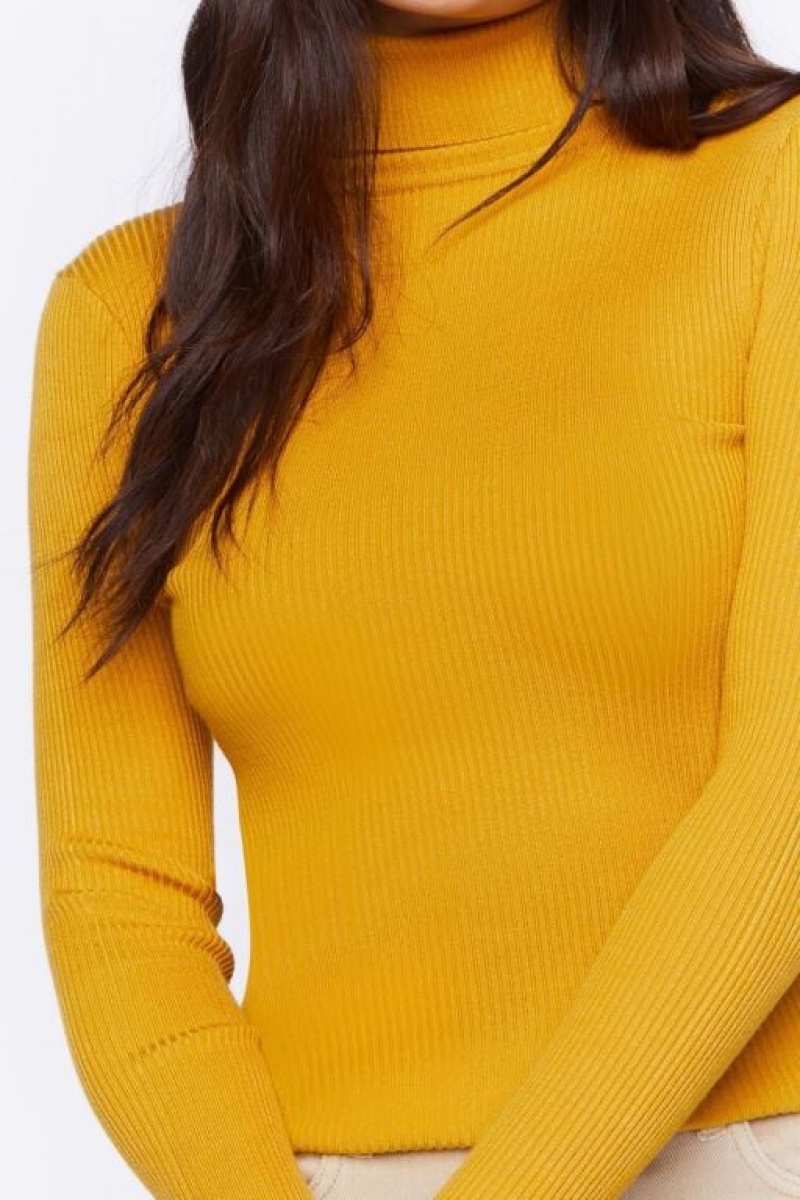 Suéteres Forever 21 Acanalado Turtleneck Knit Mujer Amber | UoSnfolLm8u