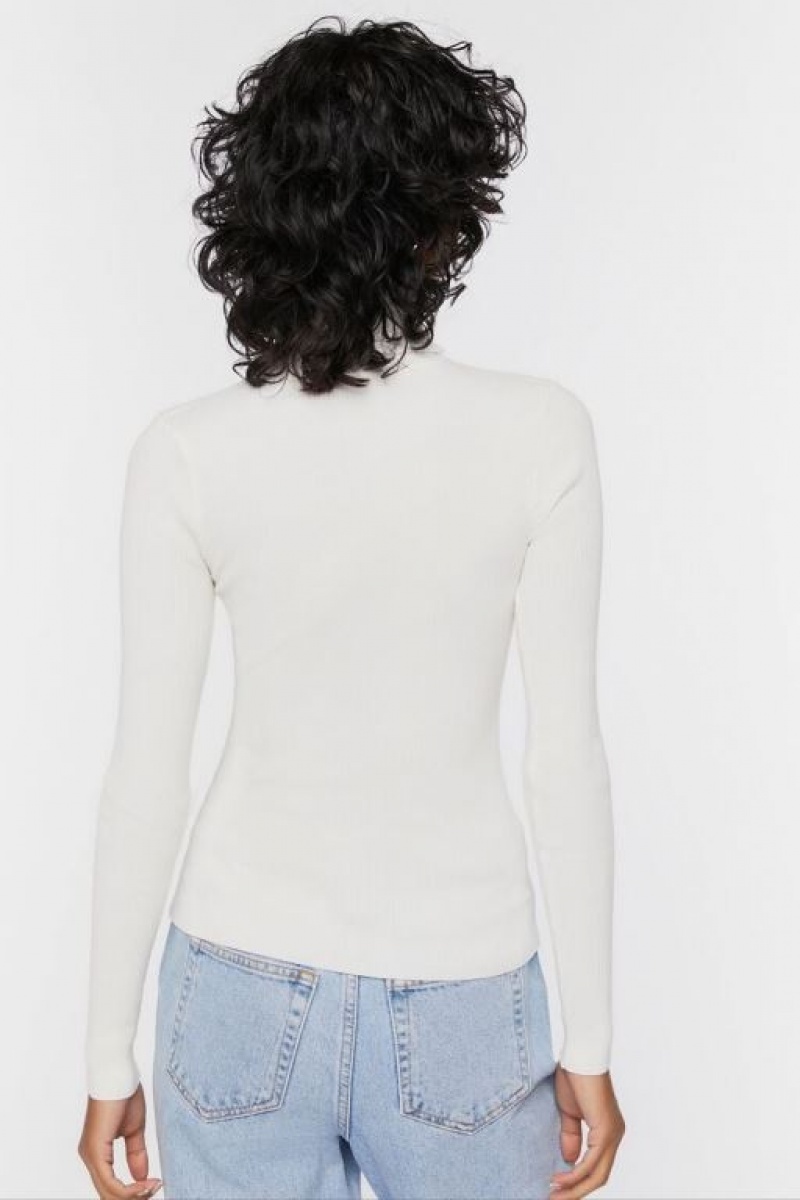 Suéteres Forever 21 Acanalado Turtleneck Knit Mujer Blancas | DW2s8Yzuny4