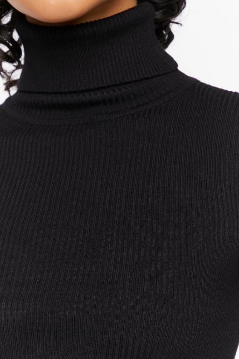 Suéteres Forever 21 Acanalado Turtleneck Knit Mujer Negras | tSwwsY7WPGY