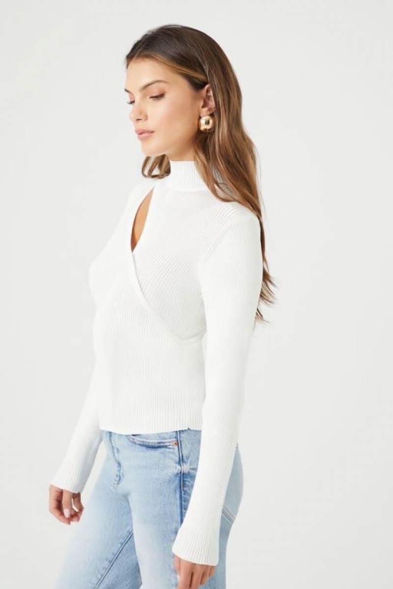 Suéteres Forever 21 Asymmetrical Cutout Knit Mujer Blancas | fBoshpxHAJh