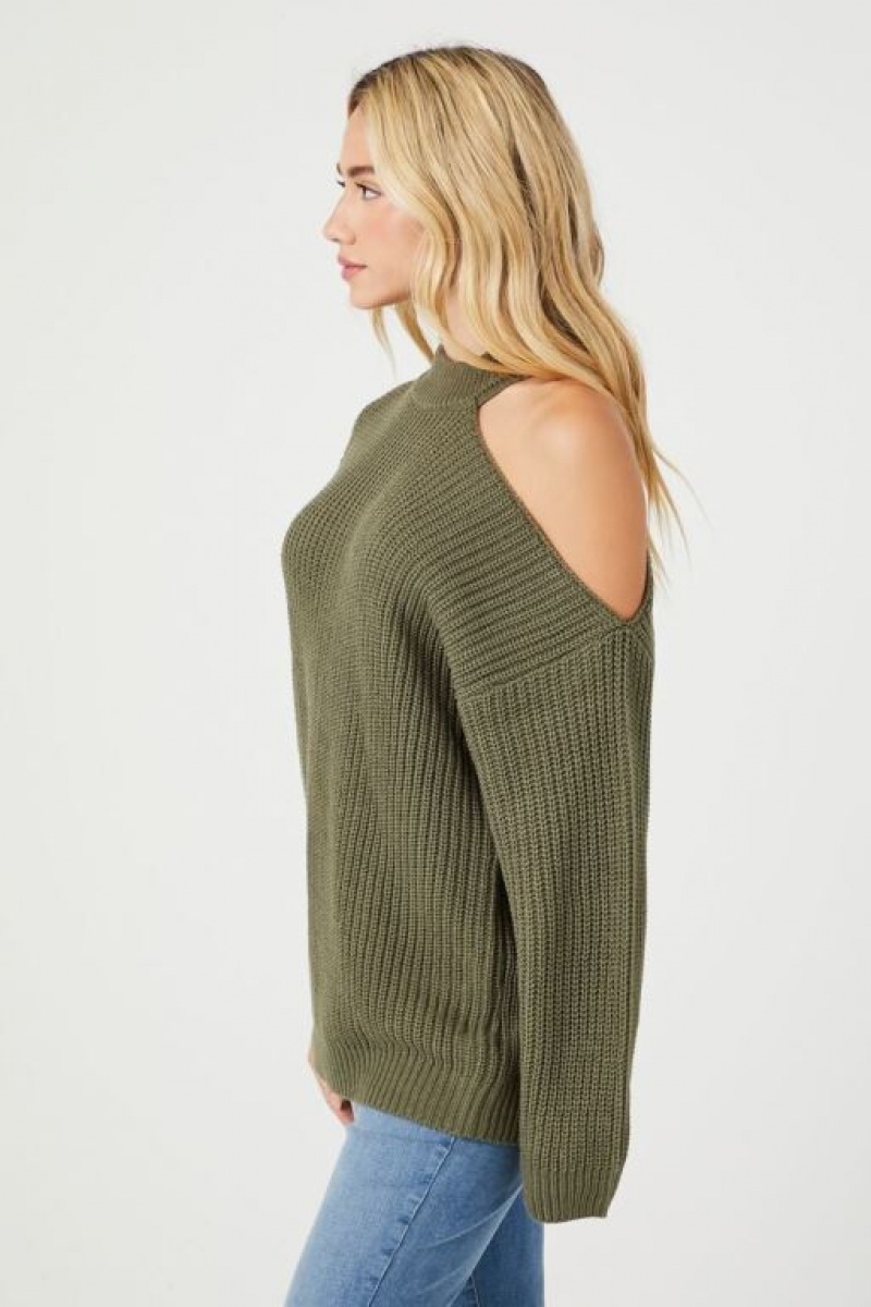 Suéteres Forever 21 Asymmetrical Open Shoulder Mujer Verde | epYW0QMVYNm