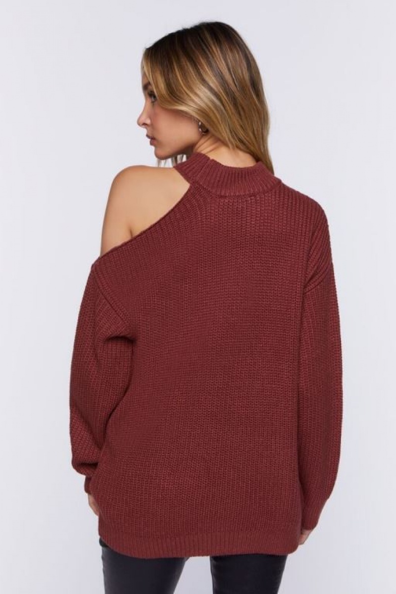 Suéteres Forever 21 Asymmetrical Open Shoulder Mujer Rojas Oscuro | MgeSqudpmgu