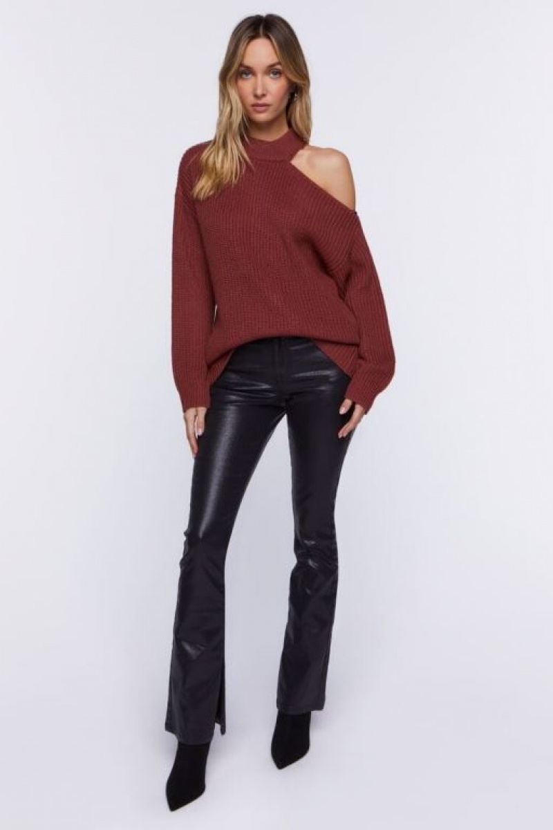 Suéteres Forever 21 Asymmetrical Open Shoulder Mujer Rojas Oscuro | MgeSqudpmgu