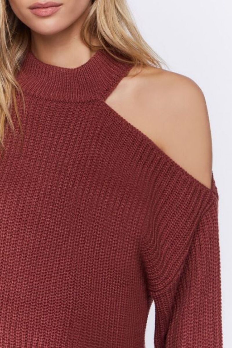 Suéteres Forever 21 Asymmetrical Open Shoulder Mujer Rojas Oscuro | MgeSqudpmgu