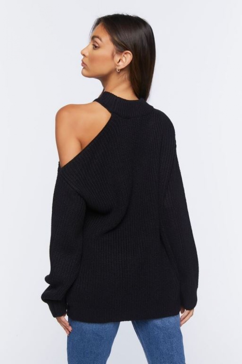 Suéteres Forever 21 Asymmetrical Open Shoulder Mujer Negras | 1JsO9VGR0zP