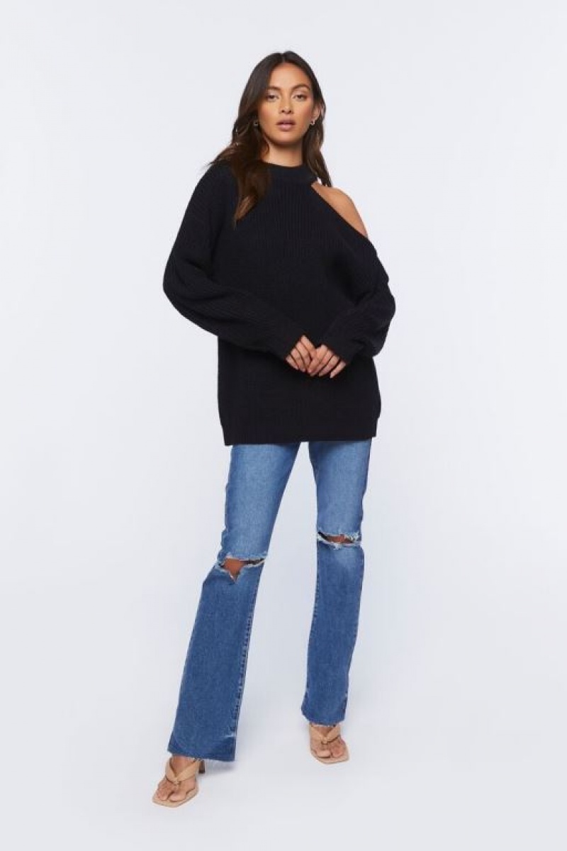 Suéteres Forever 21 Asymmetrical Open Shoulder Mujer Negras | 1JsO9VGR0zP