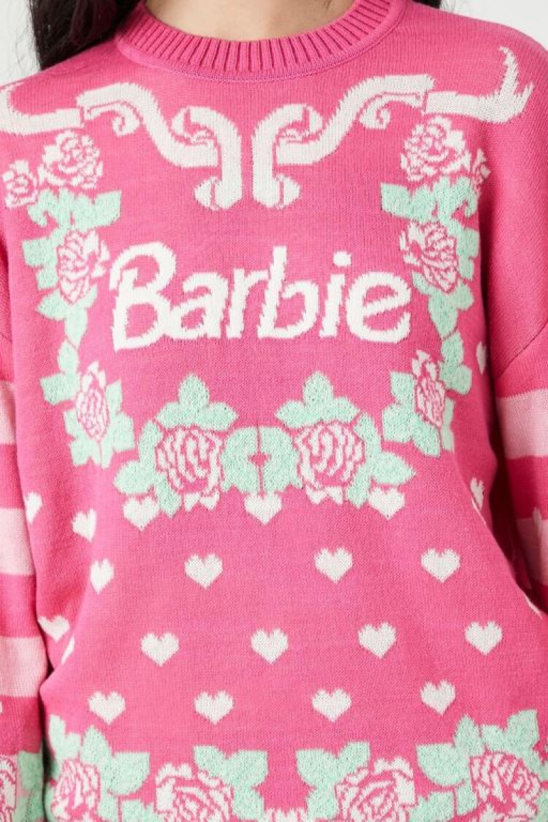 Suéteres Forever 21 Barbie Estampadas Knit Mujer Rosas Blancas | MCa11fBhFTC