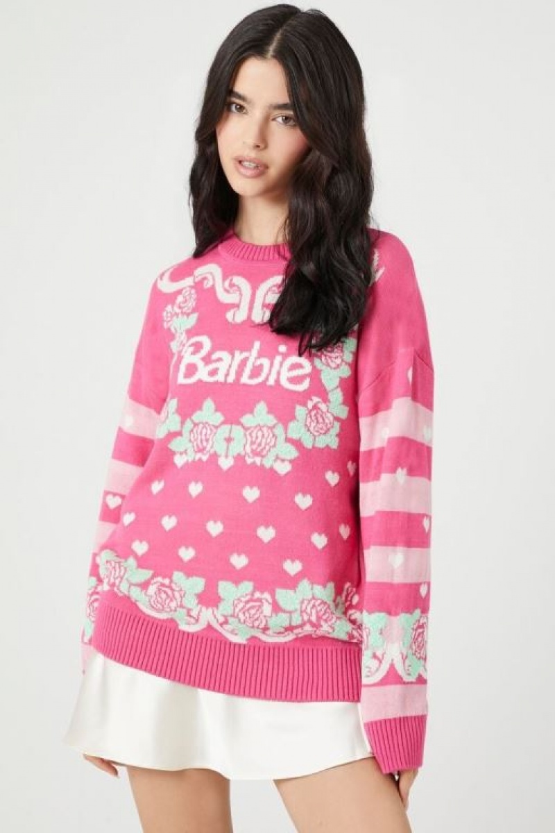 Suéteres Forever 21 Barbie Estampadas Knit Mujer Rosas Blancas | MCa11fBhFTC