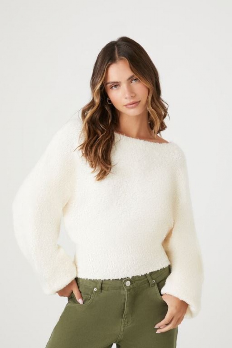 Suéteres Forever 21 Boucle Knit Boat Neck Mujer Amarillo Claro | CqqmHXThGbz