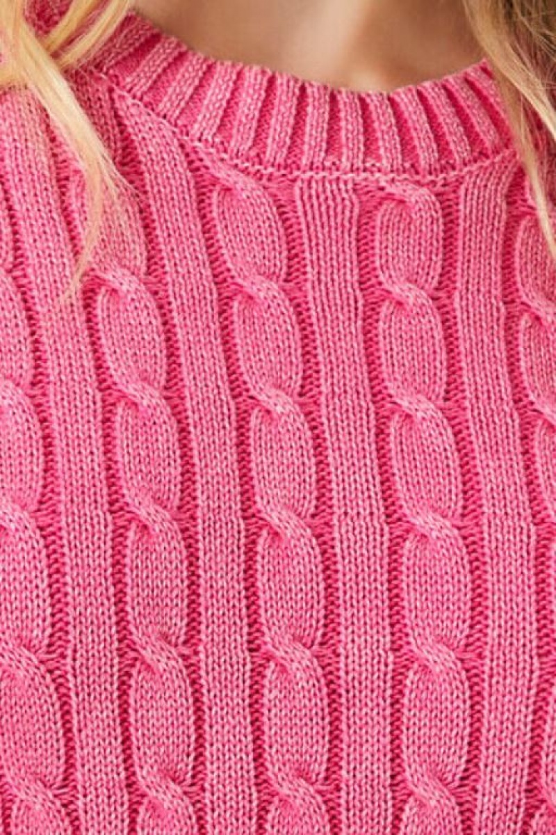 Suéteres Forever 21 Cable Knit Cropped Mujer Magenta | 8bPUiLlCzIW