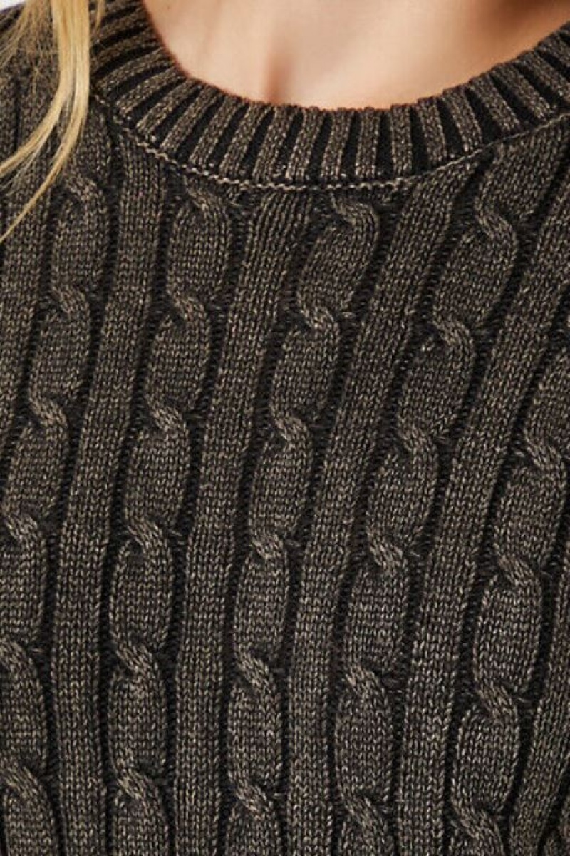 Suéteres Forever 21 Cable Knit Cropped Mujer Negras | u7U1O4RaHQI