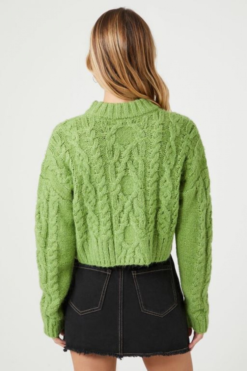 Suéteres Forever 21 Cable Knit Drop Sleeve Mujer Verde | x8wcynhKfpp