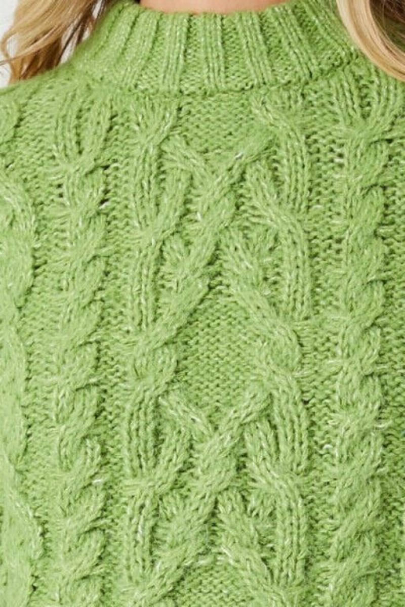 Suéteres Forever 21 Cable Knit Drop Sleeve Mujer Verde | x8wcynhKfpp