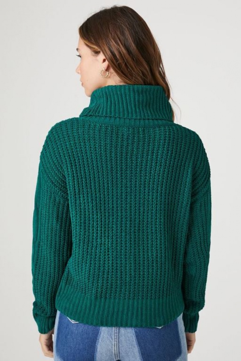 Suéteres Forever 21 Cable Knit Turtleneck Mujer Verde | MeMjfGLywxc