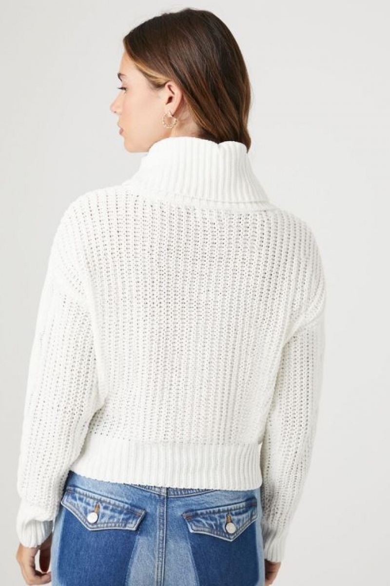 Suéteres Forever 21 Cable Knit Turtleneck Mujer Blancas | hhviNWLh9u6