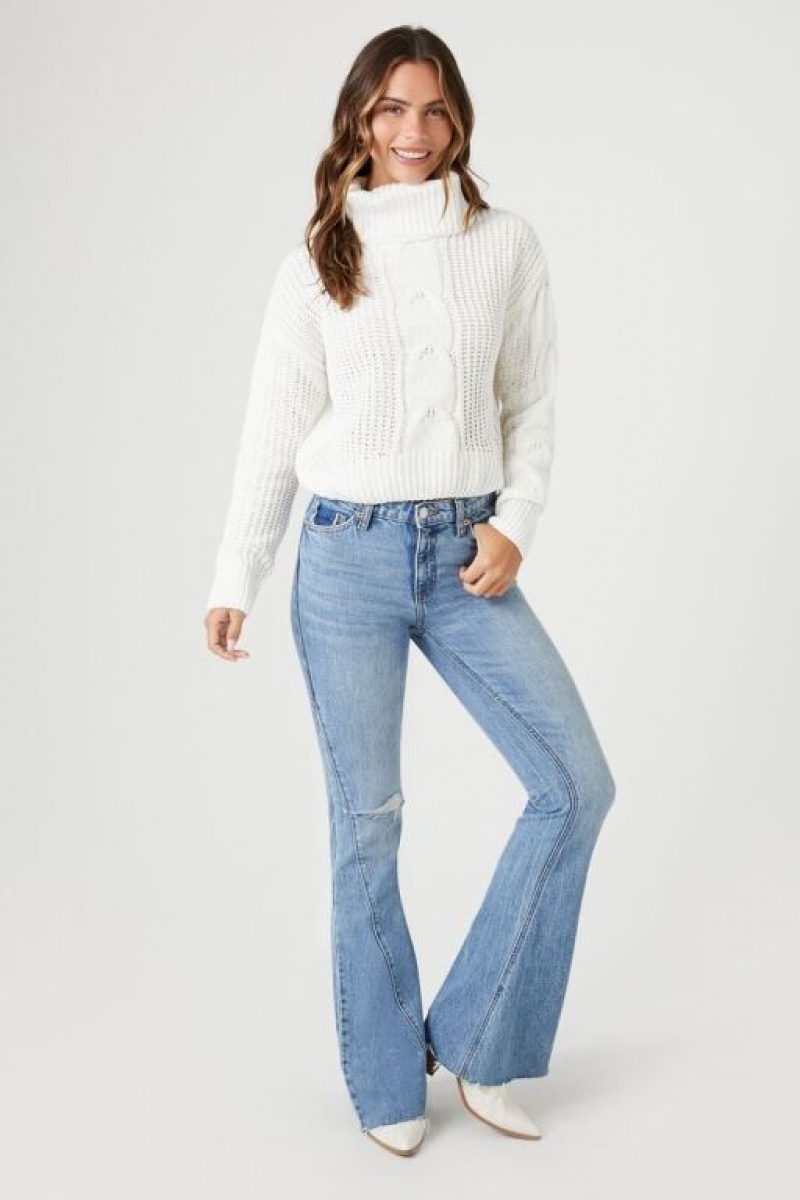 Suéteres Forever 21 Cable Knit Turtleneck Mujer Blancas | hhviNWLh9u6